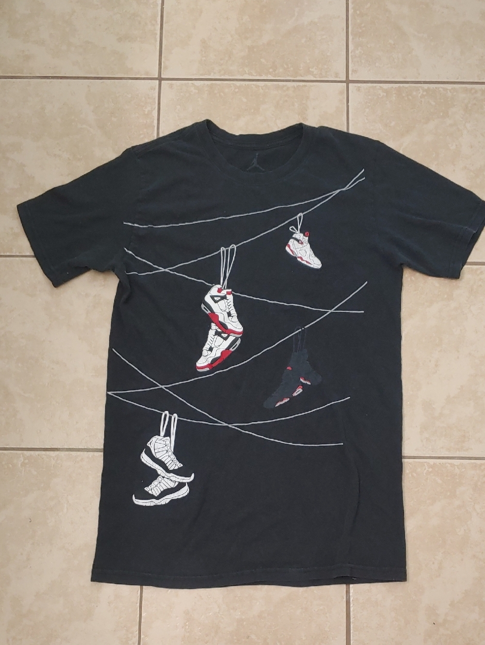 Jordan Hanging Shoes Black T Shirt Men's Size Medium